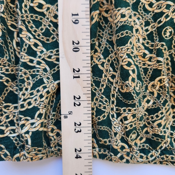 Michael Kors Womens Top Green Gold Chain Link Logo Print 3/4 Sleeve 3X - Picture 11 of 12